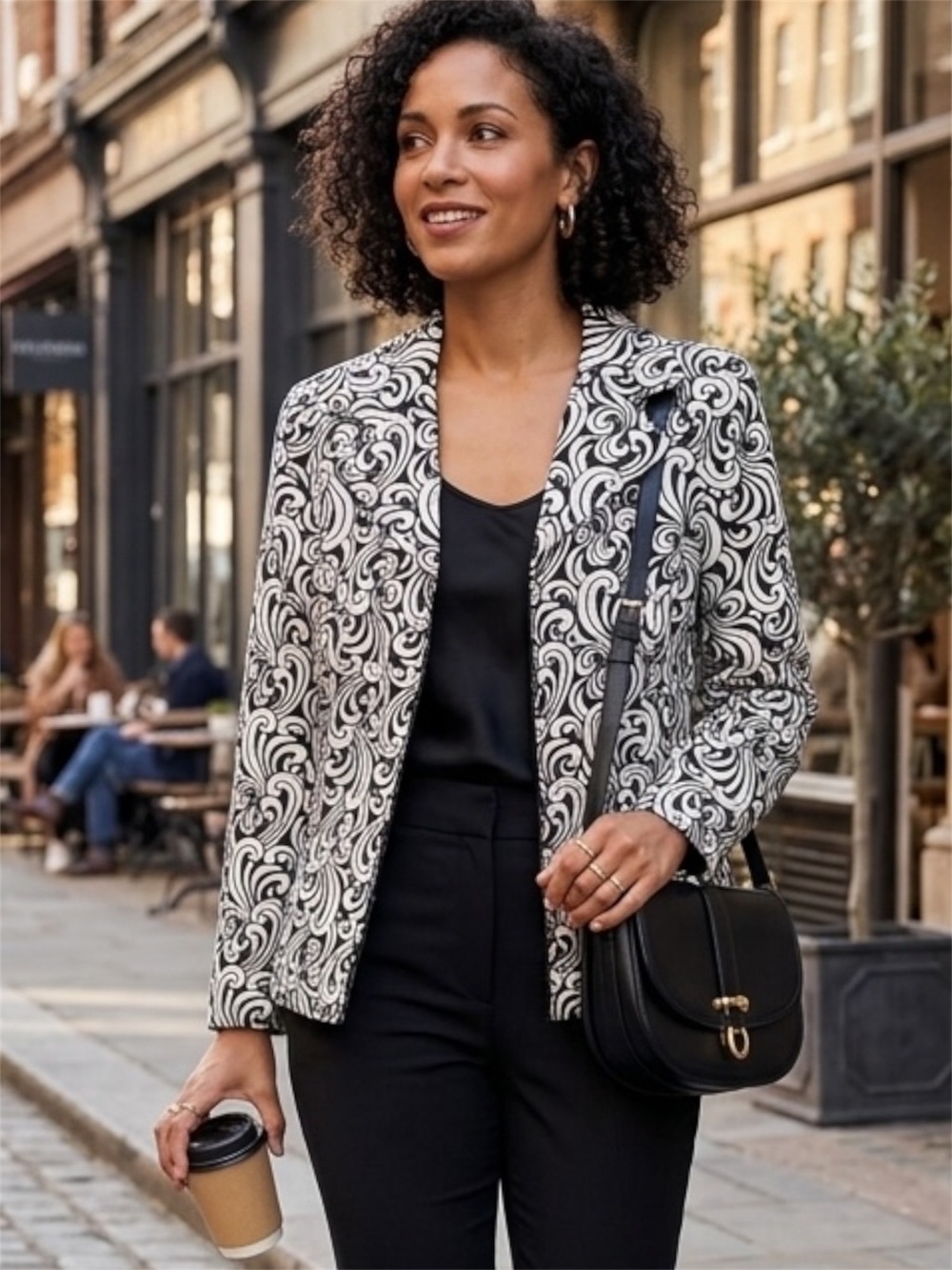 VTG Victor Costa Beaded Scroll Print Blazer Jacket Zip Front Size 10